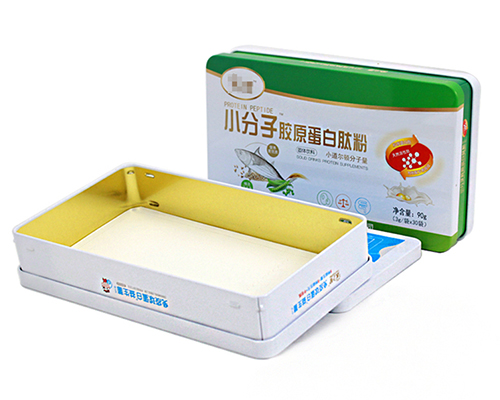 长方形蛋白粉马口铁盒包装_医药保健品粉末铁盒厂家定制